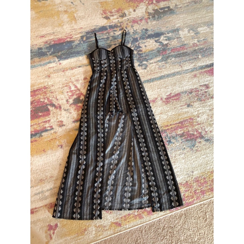 romper jumpsuit with maxi skirt overlay